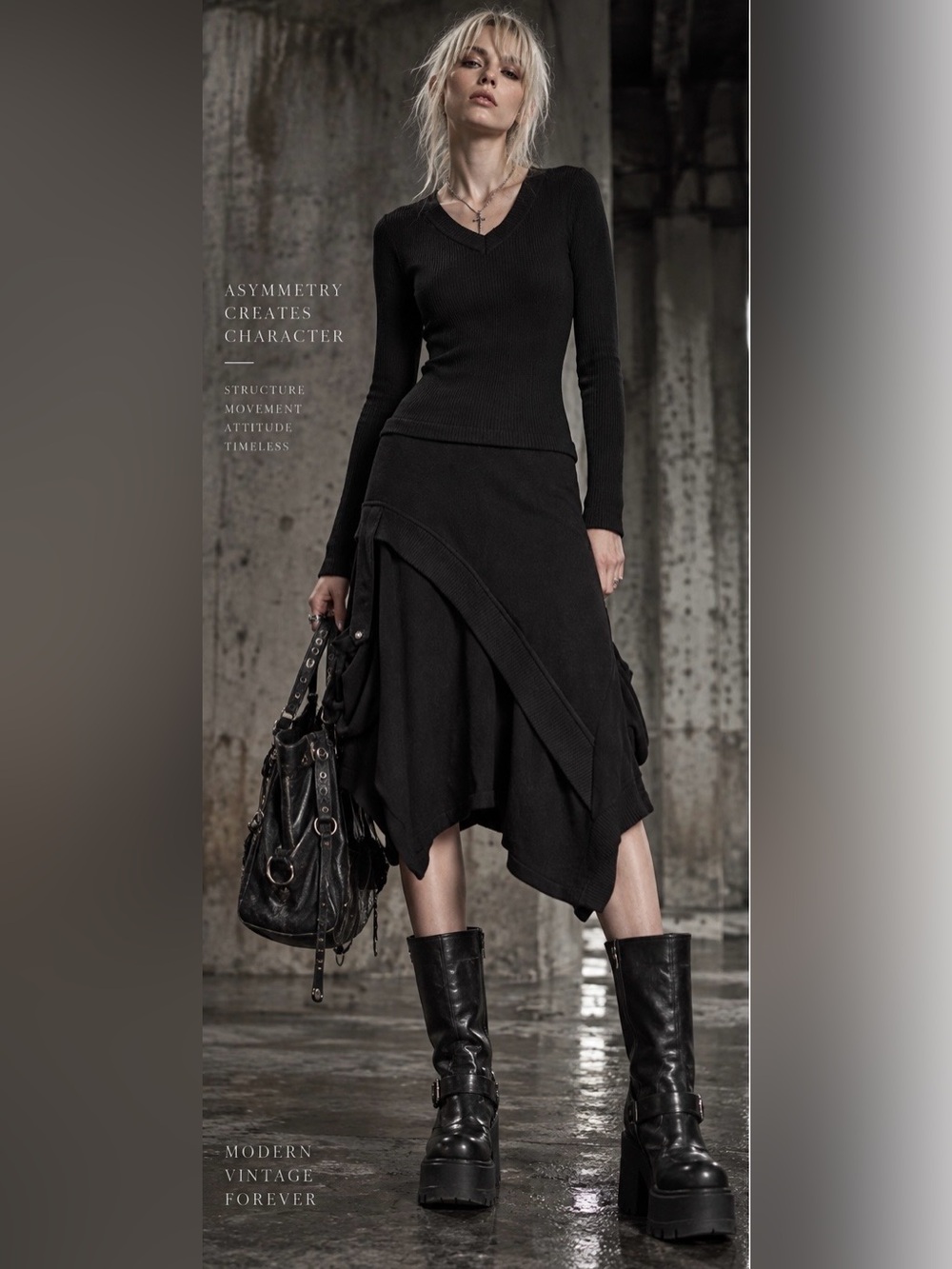 RARE Vintage Avant Garde Asymmetrical Black Dress Dzhavael Couture Punk Gothic